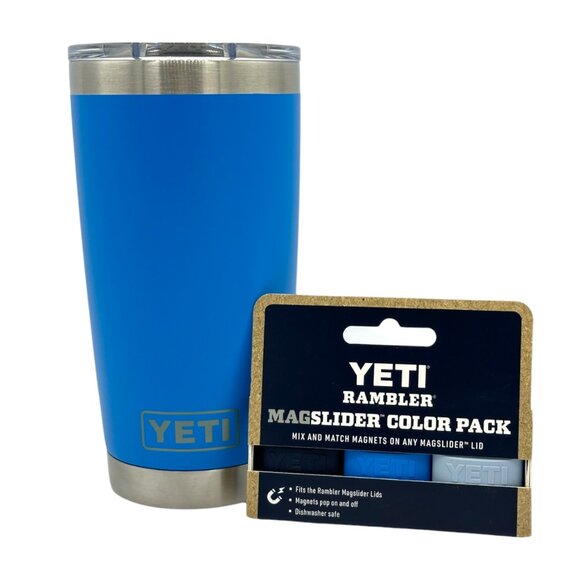 LASER ENGRAVED PERSONALIZATION YETI 20oz. TUMBLER W/3PK MAGS - BIG WAVE BLUE - Picture 1 of 2